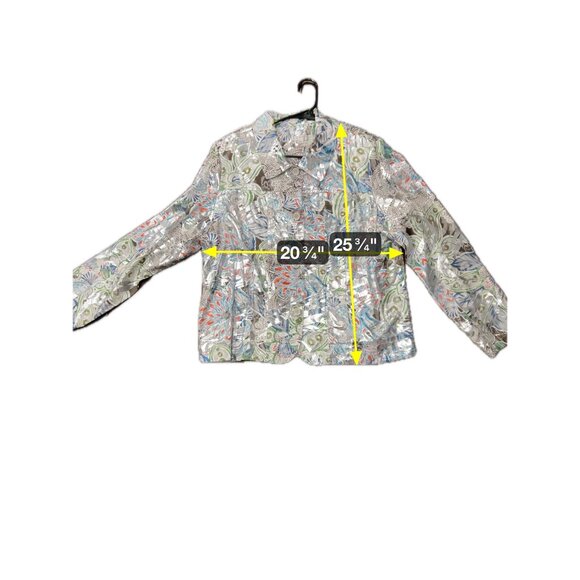 Erin Womens Floral Metallic Blazer Jacket Multicolor Sz XL - Picture 8 of 10